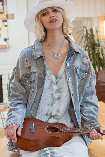 1137 Trudy Denim Studded Jacket