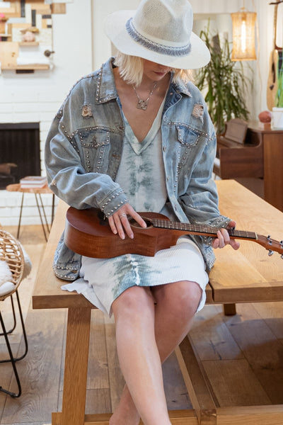 1137 Trudy Denim Studded Jacket