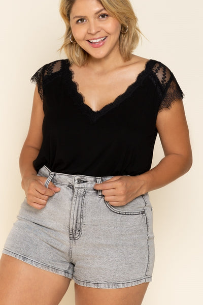 4444 Sabrina Lace Trim Top