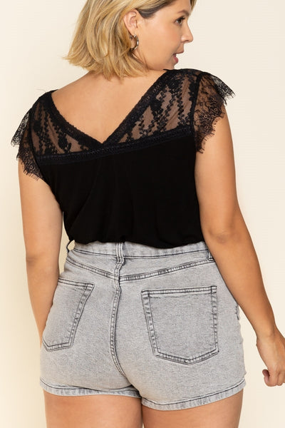 4444 Sabrina Lace Trim Top