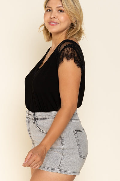 4444 Sabrina Lace Trim Top