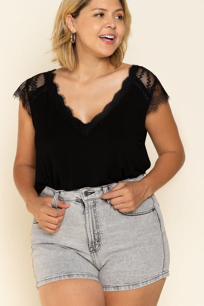 4444 Sabrina Lace Trim Top