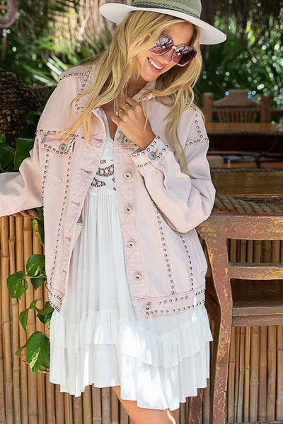 1137 Trudy Denim Studded Jacket
