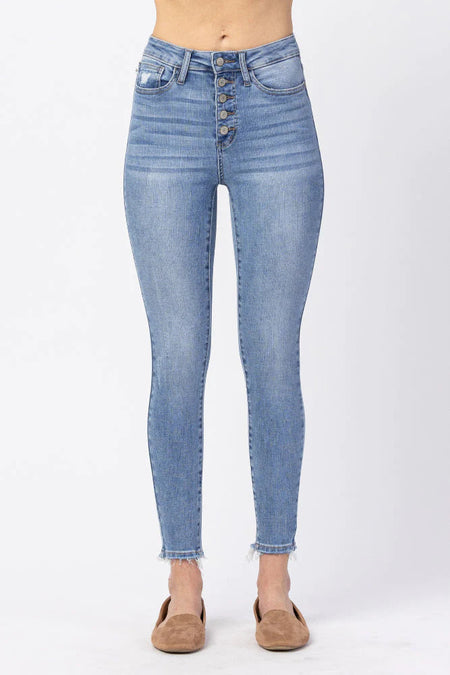 Esme Mid-Rise Long Inseam (34") Uncuffed Skinny Judy Blue Jeans