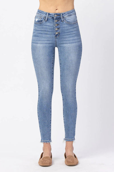 88279 TaVannah Hi-Rise Button Fly Skinny Judy Blue Jeans