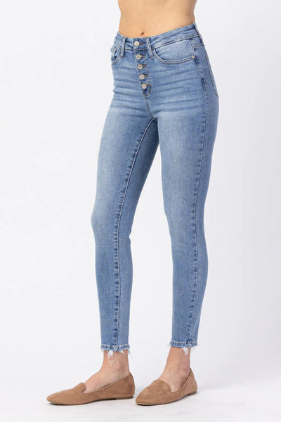 88279 TaVannah Hi-Rise Button Fly Skinny Judy Blue Jeans