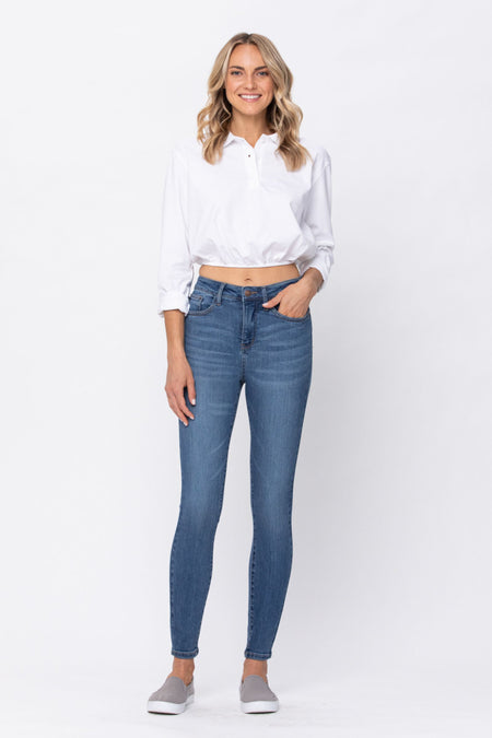 Veronica Mid-Rise Destroyed Capri by Judy Blue Jeans