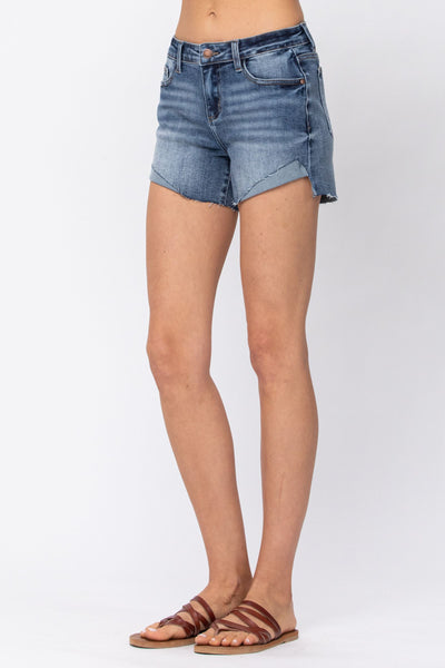 150019 Caren Mid-Rise Half-Cuffed Shorts by Judy Blue