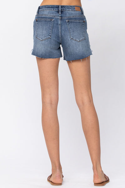 150019 Caren Mid-Rise Half-Cuffed Shorts by Judy Blue
