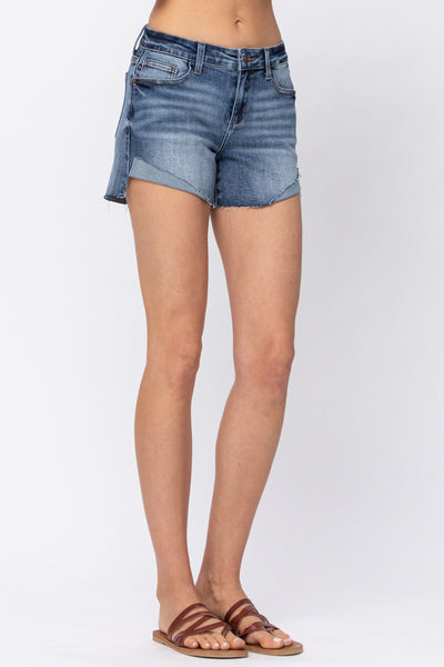 150019 Caren Mid-Rise Half-Cuffed Shorts by Judy Blue