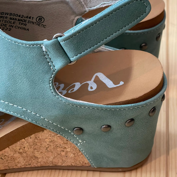 Very G Liberty Turquoise Wedge Sandals
