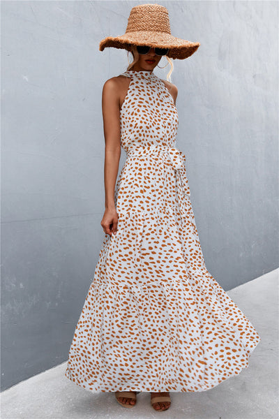 Printed Sleeveless Tie Waist Maxi Dress - ONLINE EXCLUSIVE!