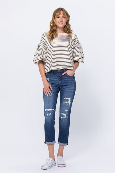 88306 Aggie Vaqueros Boyfriend Judy con parche térmico de talle medio