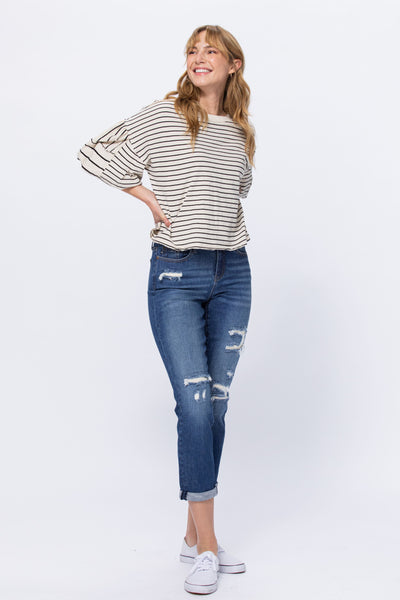 88306 Aggie Vaqueros Boyfriend Judy con parche térmico de talle medio