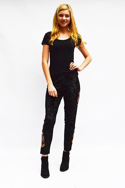 Leggings bordados de terciopelo triturado Luisa - SOLO talla grande