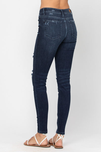 82214 Ella Mid-Rise Destroyed Skinny Judy Blue Jeans