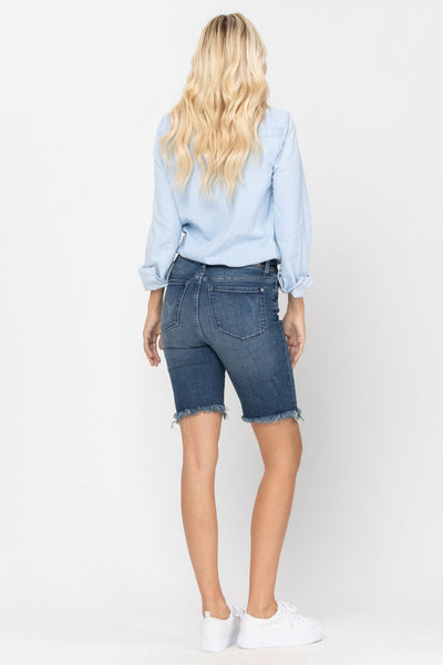 150031 Salma Hi-Rise Fray Hem Bermuda Judy Blue Shorts