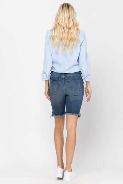 150031 Salma Hi-Rise Fray Hem Bermuda Judy Blue Shorts