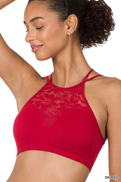 6691   Liz High Neck Lace Cutout Bralette
