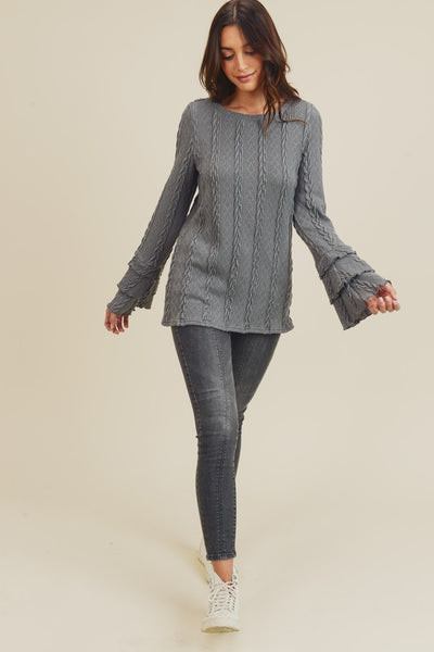 8175   Eleanor Cable-Knit Sweater Top
