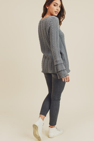 8175   Eleanor Cable-Knit Sweater Top