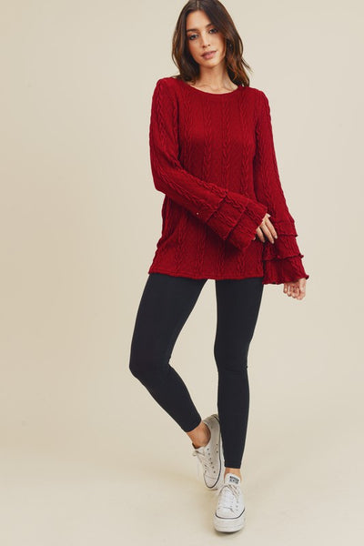 8175   Eleanor Cable-Knit Sweater Top