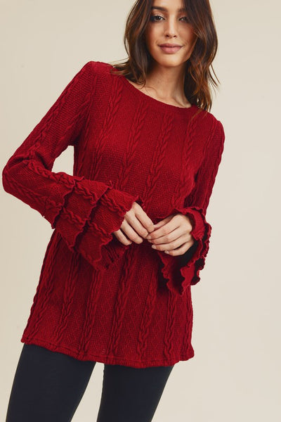 8175   Eleanor Cable-Knit Sweater Top