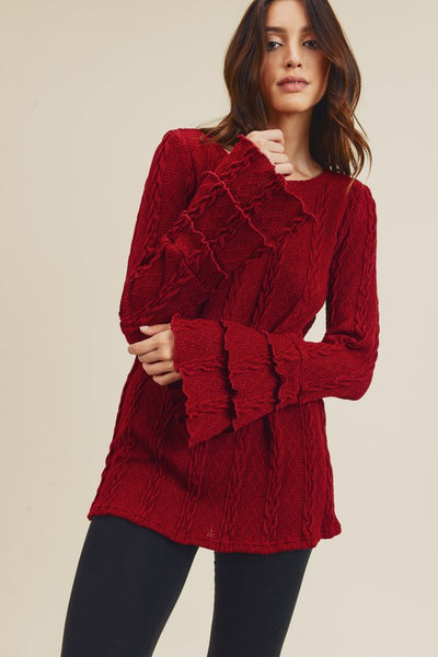 8175 Eleanor Cable-Knit Sweater Top