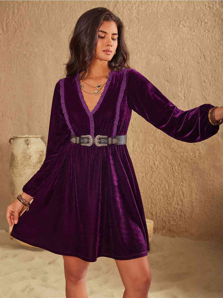 Oksana Ruffled V-Neck Long Sleeve Dress - ONLINE EXCLUSIVE!