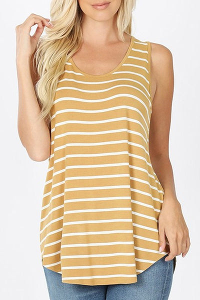 2320 Mindy Striped Pattern Plus Size Sleeveless Tunic Top