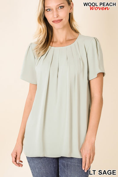 2639 Ophelia Woven Pleated Blouse