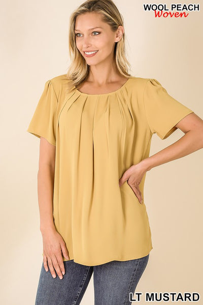 2639 Ophelia Woven Pleated Blouse