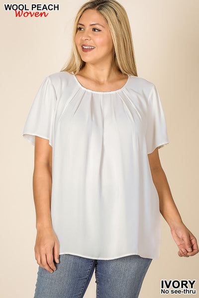 2639 Ophelia Woven Pleated Blouse