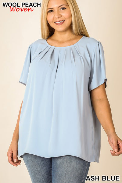 2639 Ophelia Woven Pleated Blouse