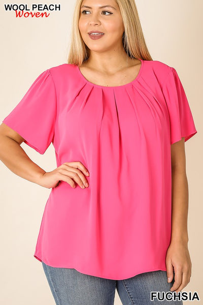 2639 Ophelia Woven Pleated Blouse