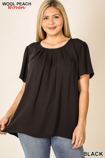 2639 Ophelia Woven Pleated Blouse