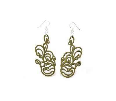 760749 Green Tree Sustainable Wood Earrings