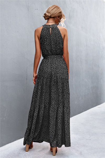 Printed Sleeveless Tie Waist Maxi Dress - ONLINE EXCLUSIVE!