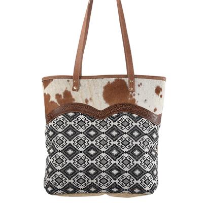 Olay Bags Tooled Leather & Diamond Print Tote Bag - LB281