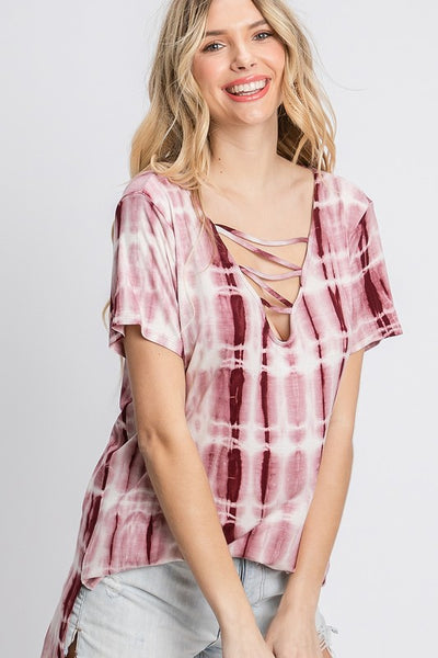 9575 Top de tiras teñido anudado Elise