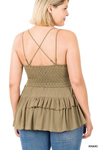 6347 Top peplum de encaje de crochet Lindsay - ¡Reg & Plus!