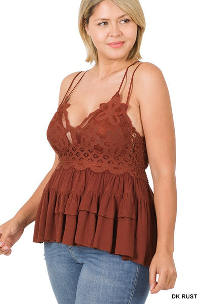 6347 Top peplum de encaje de crochet Lindsay - ¡Reg & Plus!