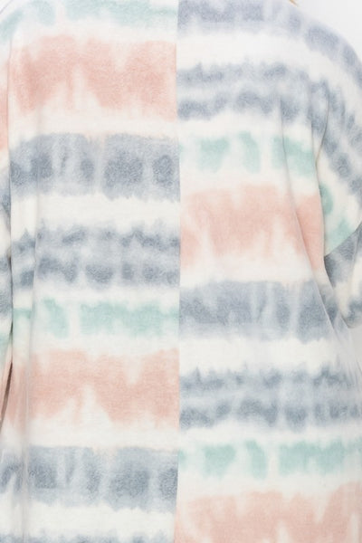 10944 Karsyn Bubble Sleeve Tie Dye Print Top - Extended Plus!