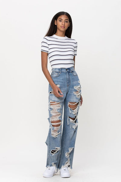 Jody Hi-Rise Super Distressed Wide Leg Jeans – True Betty Boutique