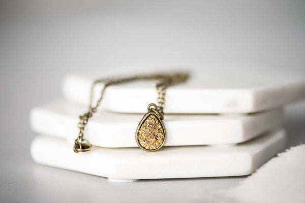 325 Adelaide Teardrop Druzy Necklace