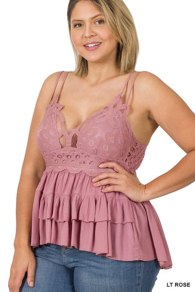 6347 Top peplum de encaje de crochet Lindsay - ¡Reg & Plus!