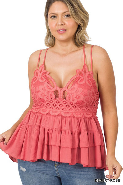 6347 Top peplum de encaje de crochet Lindsay - ¡Reg & Plus!