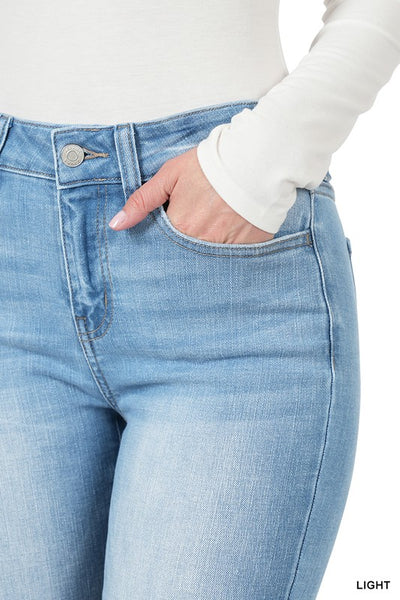 Karleigh Light Wash Mid-Rise Bootcut Jeans by Zenana