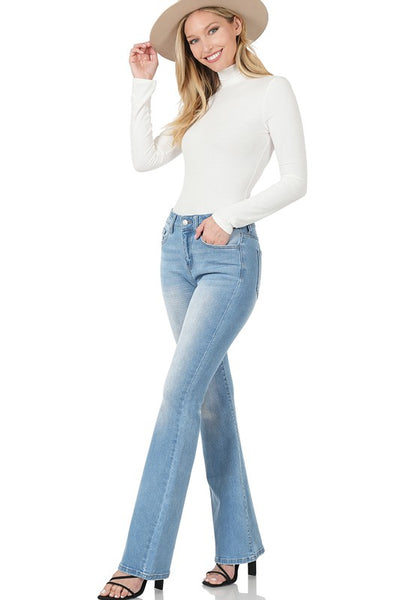 Karleigh Light Wash Mid-Rise Bootcut Jeans by Zenana
