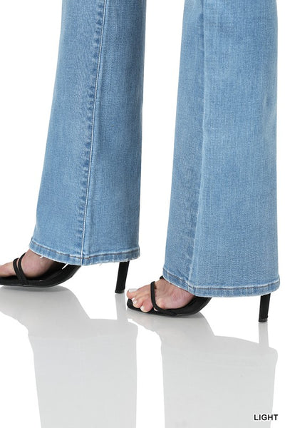 Karleigh Light Wash Mid-Rise Bootcut Jeans by Zenana